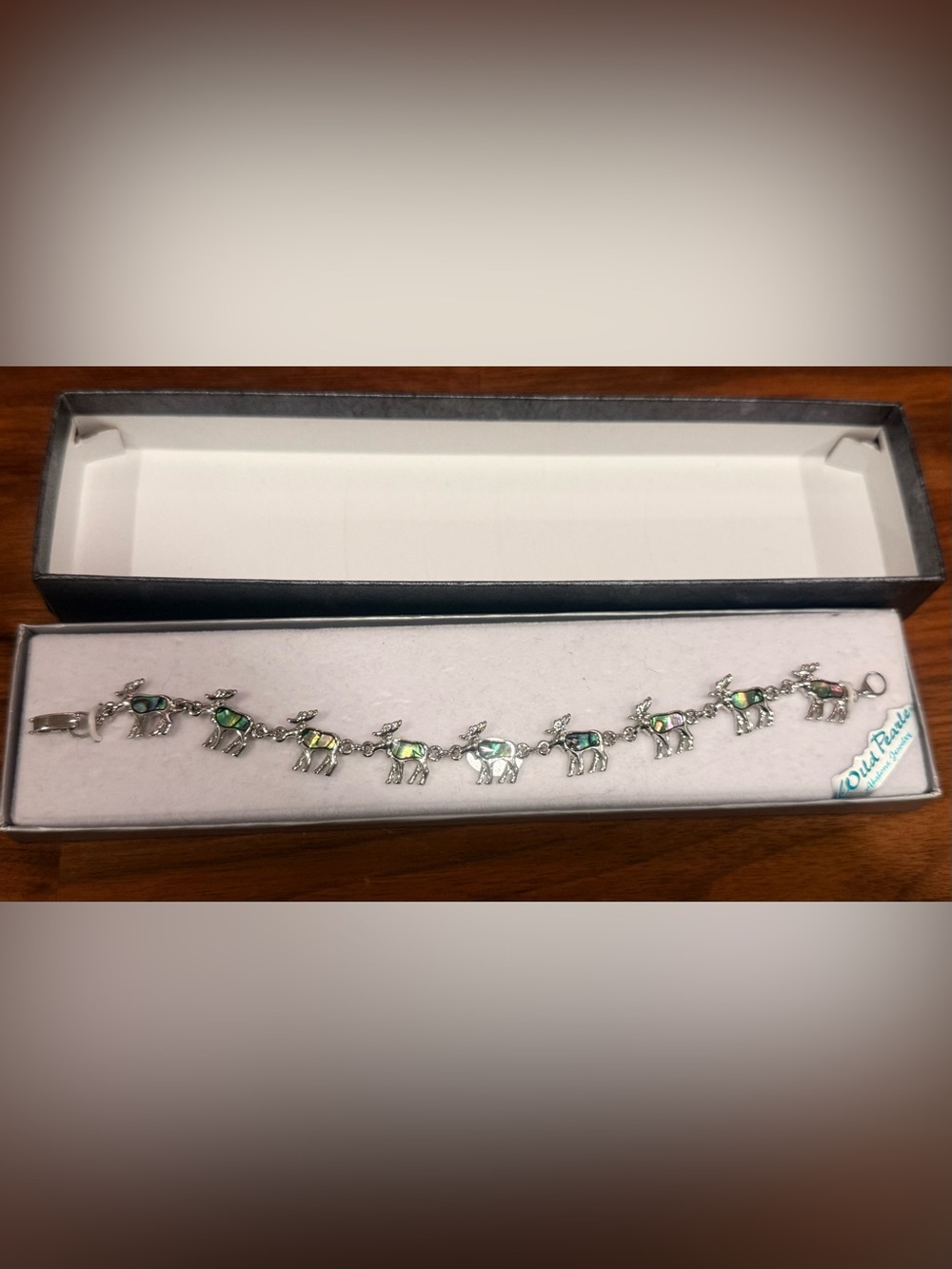 Wild Pearl Abalone Moose Link Bracelet in Iridescent Green-Blue